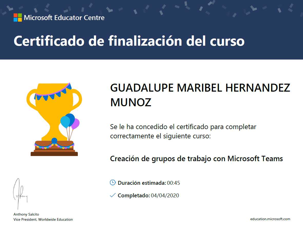 Certificado: Creación de grupos de trabajo con Microsoft Teams